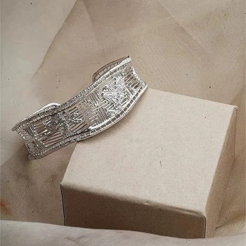 Gardenia Fiber Copper Plated 925 Silver Open Bracelet Female Bracelet Wide Face Bracelet Jewelry