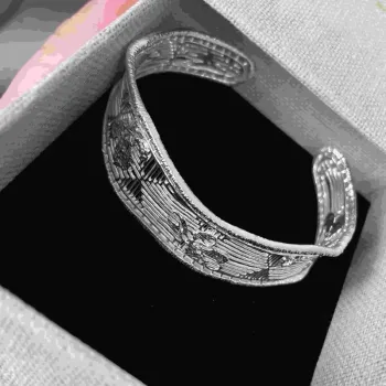 Gardenia Fiber Copper Plated 925 Silver Open Bracelet Female Bracelet Wide Face Bracelet Jewelry