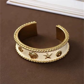 Retro Enamel Starfish Open Bracelet Women'S High-End Palace Style Bracelet