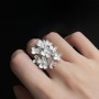 Dew Garden Series Flower Cluster Ring Inlaid With Zircon Hand-Carved Hollow-Carved Ring For Women
