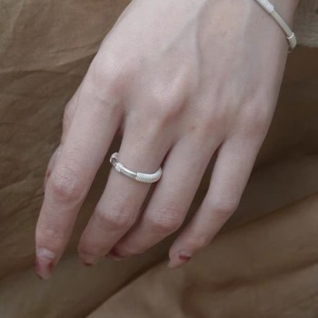 String Flower Filigree Sterling Silver Ring Pure Hand-Woven New Chinese Style Simple