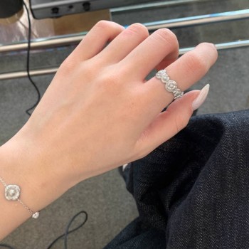 Evening Mountain Series Camellia Brushed Ring Women'S 925 Sterling Silver Garland Design