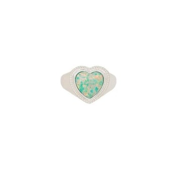 Opal Love Ring Heart Open Ring Retro Jewelry