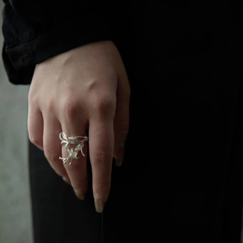 Silver Flower Core S930 Sterling Silver All-Match Flower Shape Open Ring For Women