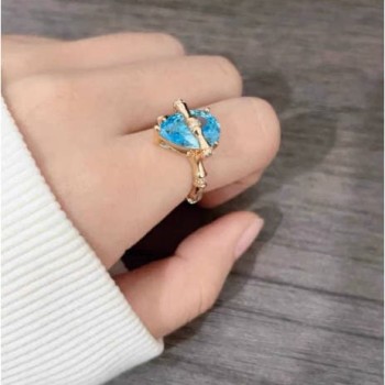 Blue Bamboo Ring Light Retro Versatile Jewelry