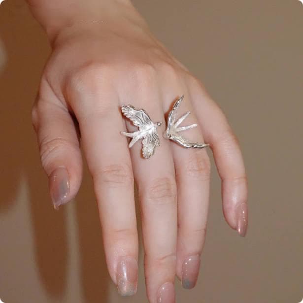 [Night Song] Ring Female Bird Adjustable Open Ring