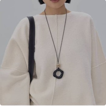 Black Rope Necklace Women'S Long Pendant Sweater Chain High-End Accessories