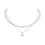 925 Sterling Silver Broken Silver Freshwater Pearl Necklace Women'S Bamboo Double Layered Clavicle Chain