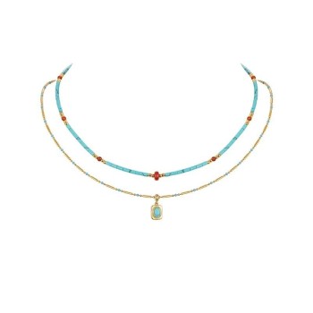 Small Color String Stacking Necklace Women'S Summer Dopamine Clavicle Chain
