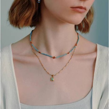 Small Color String Stacking Necklace Women'S Summer Dopamine Clavicle Chain