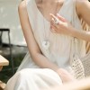 Muse White Enamel Goose Palm Leaf Large Necklace Women'S Pull-Out Adjustable Long Necklace Muse White Enamel Goose Palm Leaf Large Necklace Women'S Pull-Out Adjustable Long Necklace