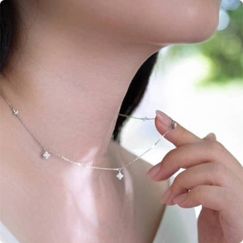 Starry Sky Necklace Four-Pointed Star Clavicle Necklace All-Match Clavicle Necklace