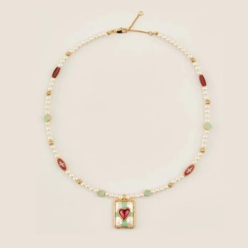 Purple Eye Heart Necklace Dopamine Contrast Color Personalized Jewelry