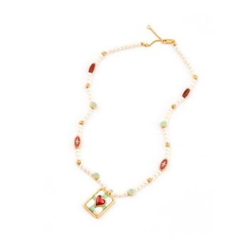 Purple Eye Heart Necklace Dopamine Contrast Color Personalized Jewelry