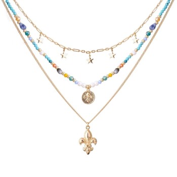 Western Necklace Beaded Colorful Set Necklace Stacking Pendant Clavicle Chain