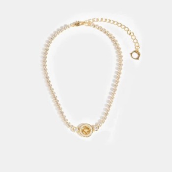 Star Language Button Maillard Clavicle Necklace