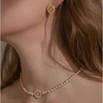 Star Language Button Maillard Clavicle Necklace